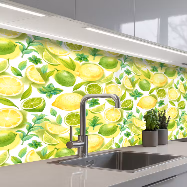 Citroen - Geel - Limoen - Groen keuken achterwand 2 middel 871 -3d_schuin