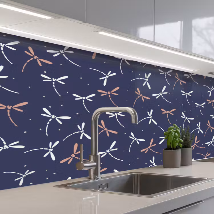 Libelle - Patronen - Pastel - Japans keuken achterwand 2 middel 871 -3d_schuin