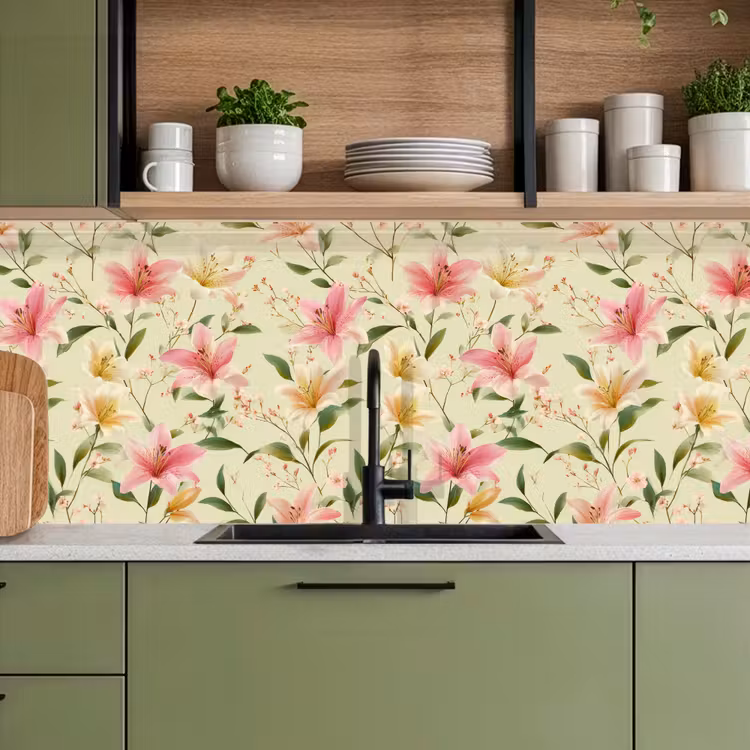 Lelies - Sereen - Kleurrijk keuken achterwand 2 middel 871 -sfeer3