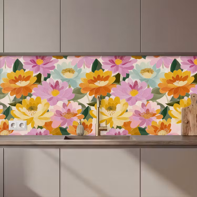Lelies - Aquarel - Pastel keuken achterwand 2 middel 871 zz_3dshopping