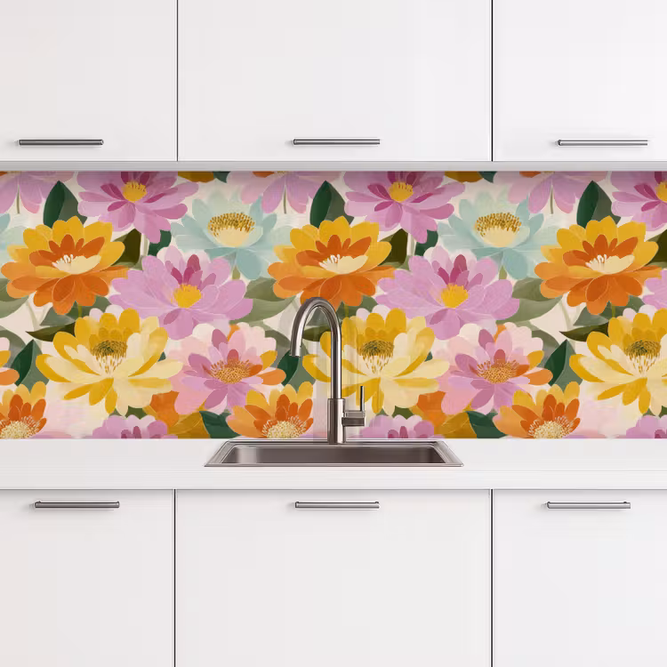 Lelies - Aquarel - Pastel keuken achterwand 2 middel 871 -3d