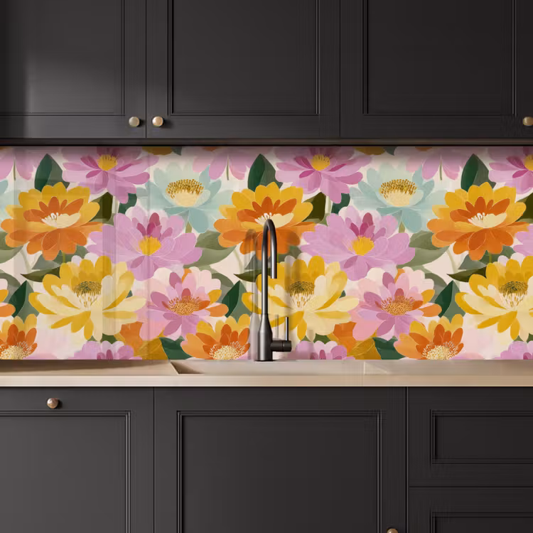 Lelies - Aquarel - Pastel keuken achterwand 2 middel 871 -sfeer1