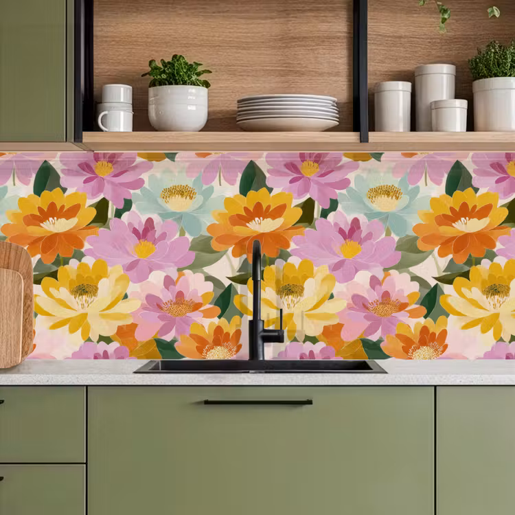 Lelies - Aquarel - Pastel keuken achterwand 2 middel 871 -sfeer3