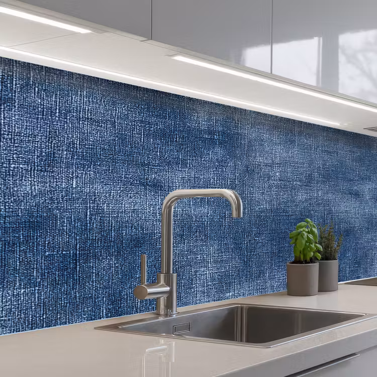 Linnen - Textuur - Patroon - Denim - Rustiek keuken achterwand 2 middel 871 -3d_schuin