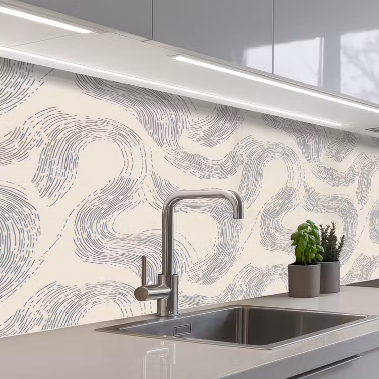 Lijnen - Patroon - Beige - Minimalistisch keuken achterwand 2 middel 871 -3d_schuin