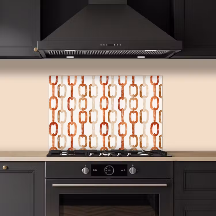 Schakels - Patroon - Aquarel - Terracotta keuken achterwand spatscherm klein 900 -sfeer1