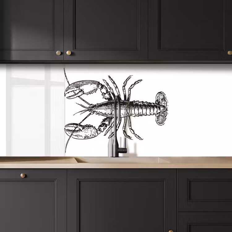 Kreeft - Zwart - Wit keuken achterwand 2 middel -sfeer1