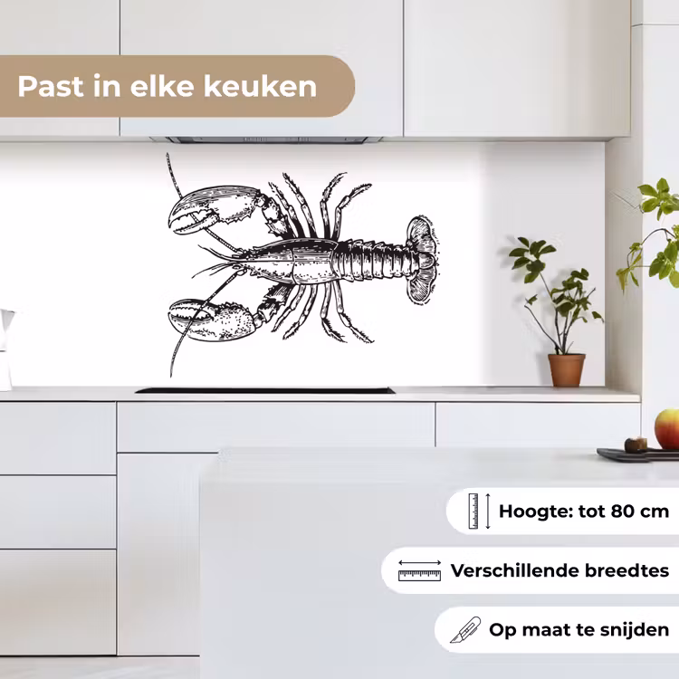 Kreeft - Zwart - Wit keuken achterwand 2 middel -sfeer4_NL