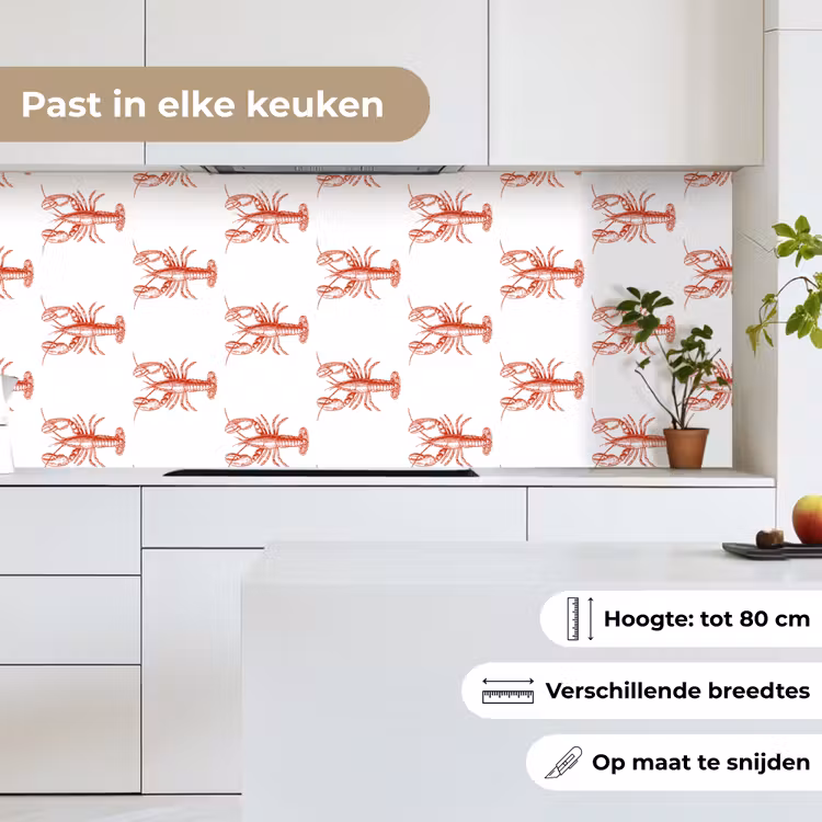 Kreeften - Rood - Patroon keuken achterwand 2 middel -sfeer4_NL