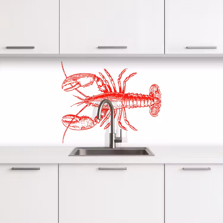 Kreeft - Rood - Wit keuken achterwand 2 middel -3d