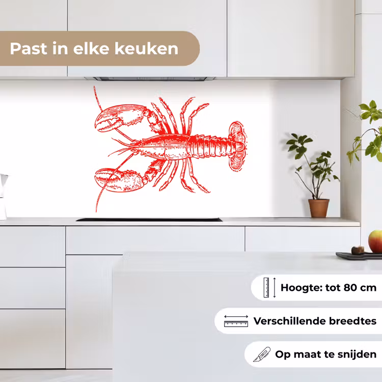 Kreeft - Rood - Wit keuken achterwand 2 middel -sfeer4_NL