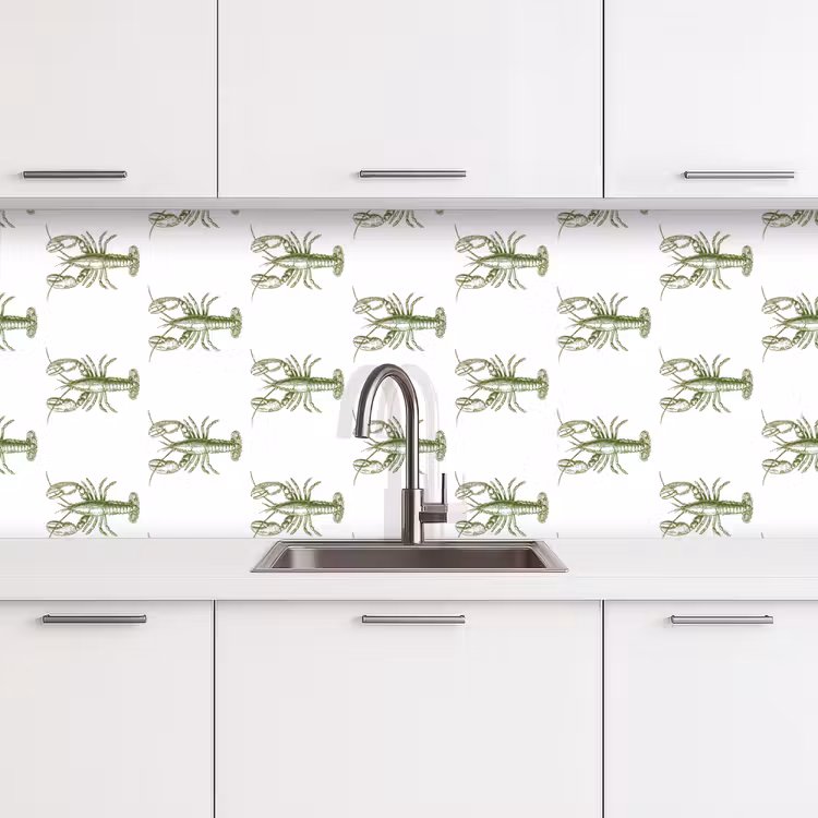 Kreeften - Groen - Patroon keuken achterwand 2 middel -3d