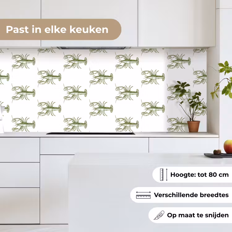 Kreeften - Groen - Patroon keuken achterwand 2 middel -sfeer4_NL