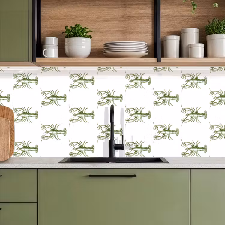 Kreeften - Groen - Patroon keuken achterwand 2 middel -sfeer3