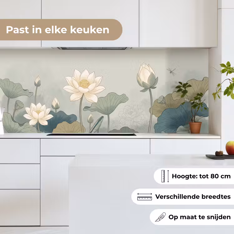 Lotus - Bloemen - Groen keuken achterwand 2 middel -sfeer4_NL