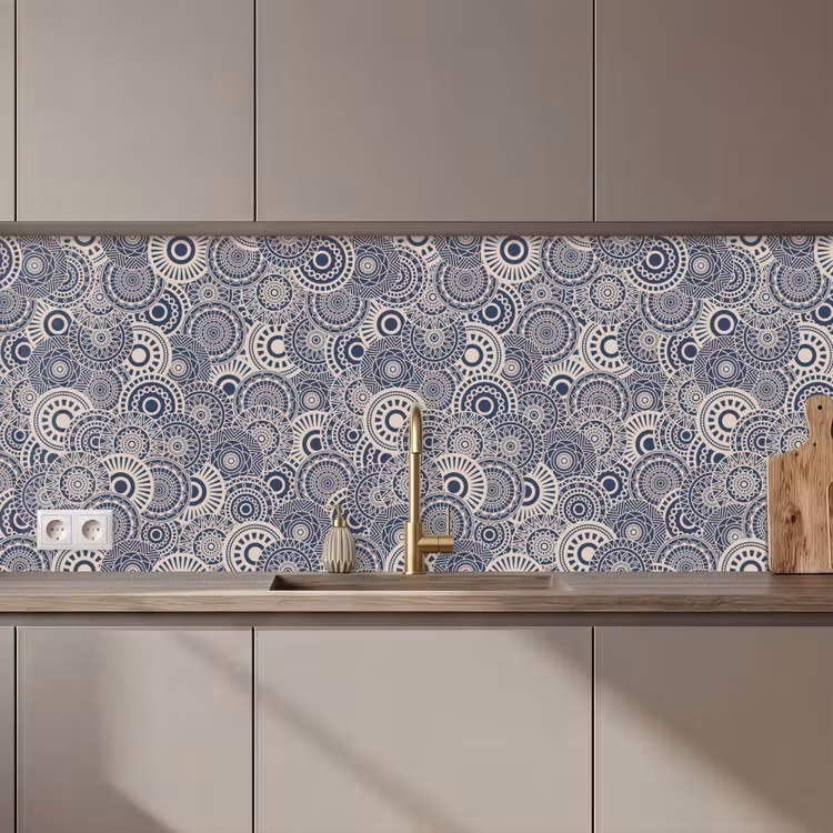 Mandala - Blauw - Patroon keuken achterwand 2 middel 871 zz_3dshopping