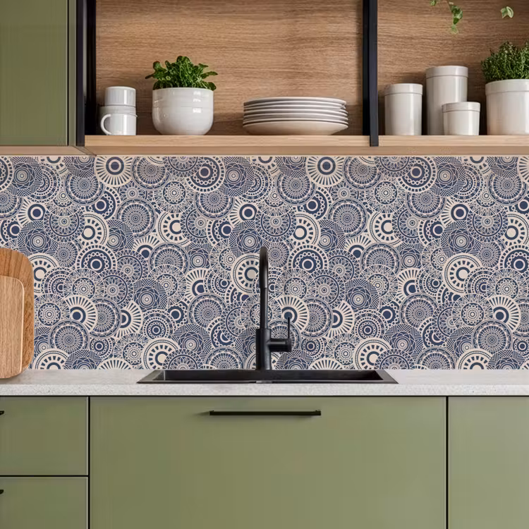 Mandala - Blauw - Patroon keuken achterwand 2 middel 871 -sfeer3