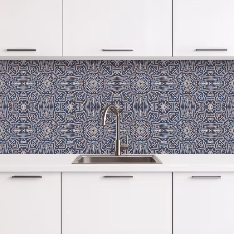 Mandala - Blauw - Patroon - Abstract keuken achterwand 2 middel 871 -3d