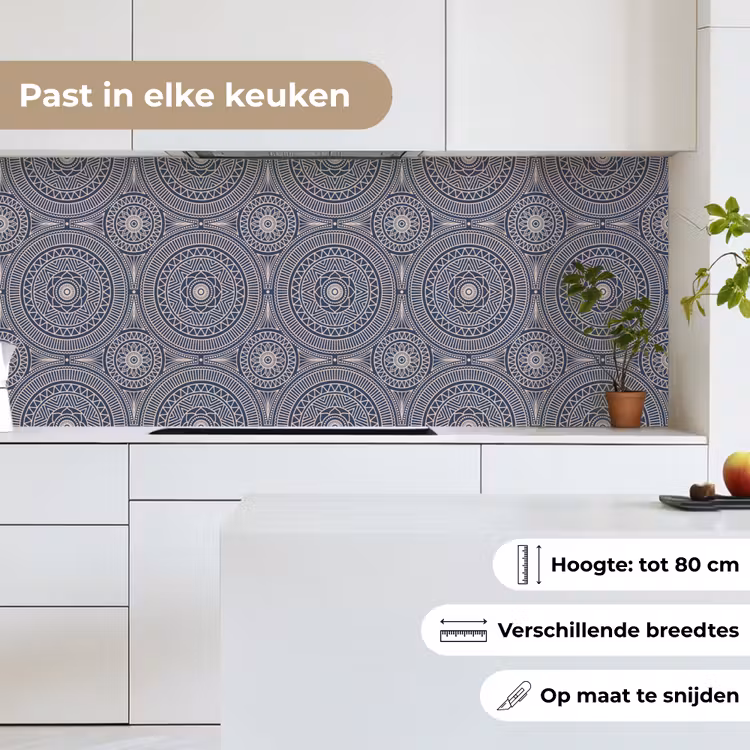 Mandala - Blauw - Patroon - Abstract keuken achterwand 2 middel 871 -sfeer4_NL