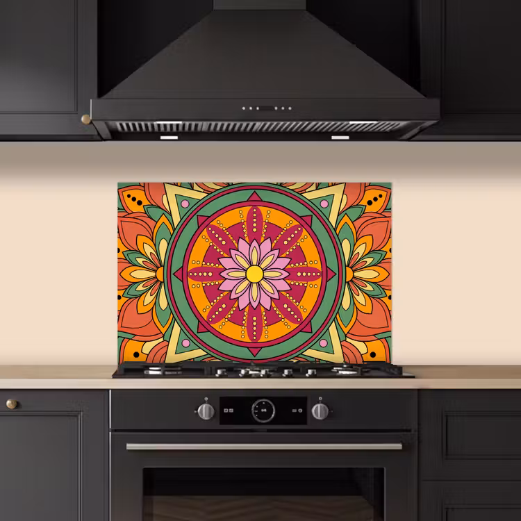 Mandala - Bloemen - Abstract - Kleurrijk keuken achterwand spatscherm klein -sfeer1