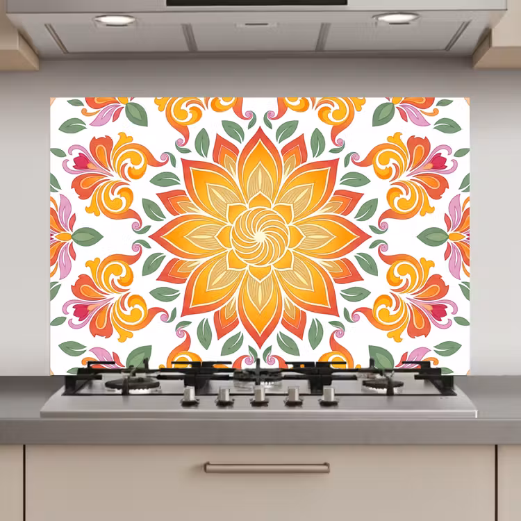 Mandala - Bloemen - Decoratie - Kleurrijk - Abstract keuken achterwand spatscherm klein -3d_website