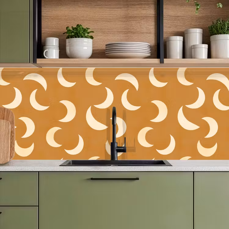 Manen - Patroon - Oker keuken achterwand 2 middel 871 -sfeer3