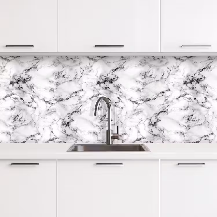 Marmer - Zwart - Dramatisch - Wit keuken achterwand 2 middel 871 -3d