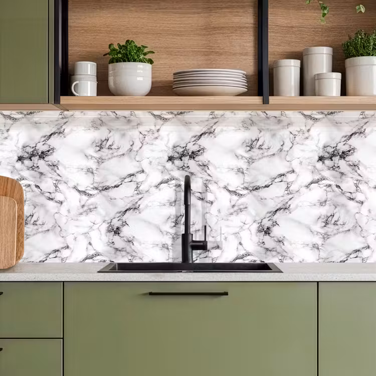 Marmer - Zwart - Dramatisch - Wit keuken achterwand 2 middel 871 -sfeer3