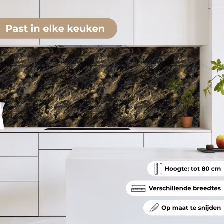 Marmer - Zwart - Goud keuken achterwand 2 middel 871 -sfeer4_NL