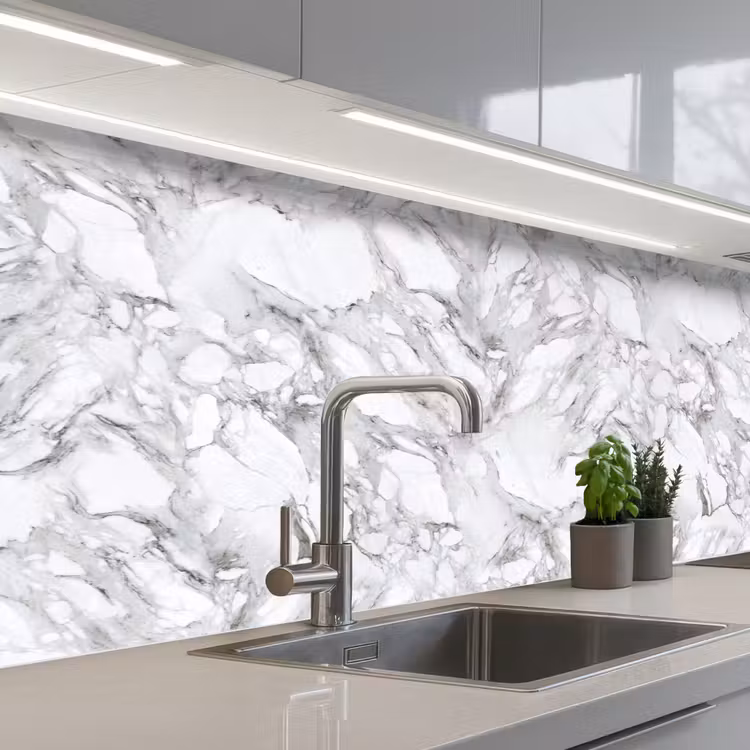 Marmer - Gelaagd - Brekend - Grijsstructuur keuken achterwand 2 middel 871 -3d_schuin