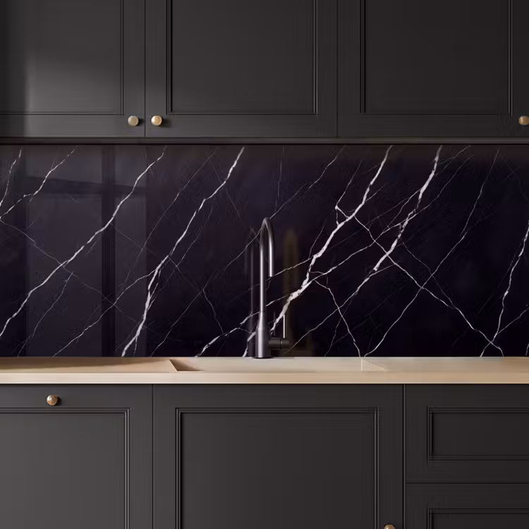 Marmer - Patroon - Abstract - Modern - Zwart keuken achterwand 2 middel -sfeer1