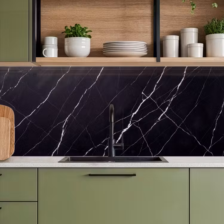 Marmer - Patroon - Abstract - Modern - Zwart keuken achterwand 2 middel -sfeer3