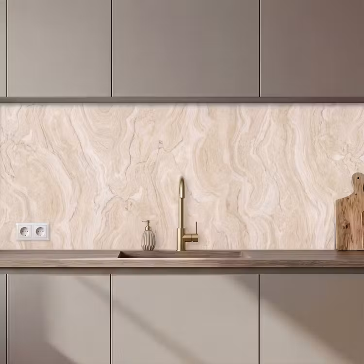 Marmer - Patroon - Beige - Steen - Abstract keuken achterwand 2 middel zz_3dshopping