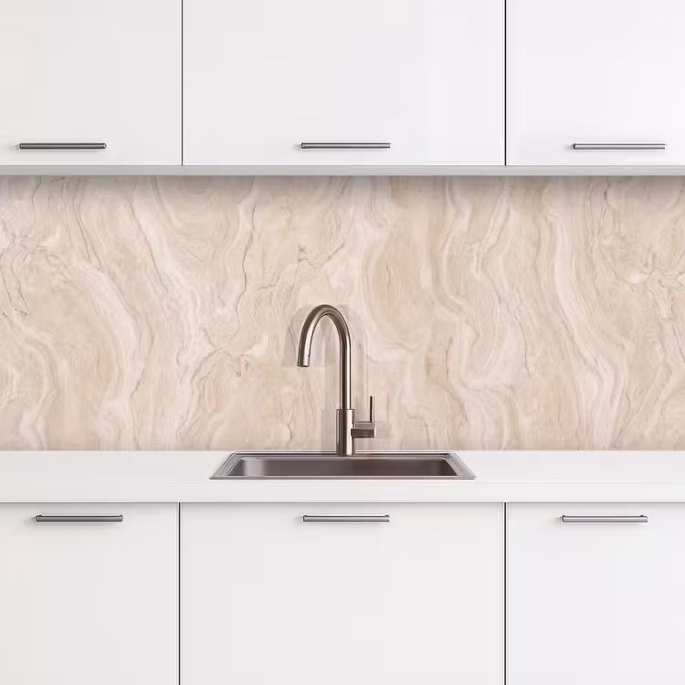 Marmer - Patroon - Beige - Steen - Abstract keuken achterwand 2 middel -3d