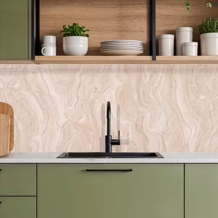 Marmer - Patroon - Beige - Steen - Abstract keuken achterwand 2 middel -sfeer3