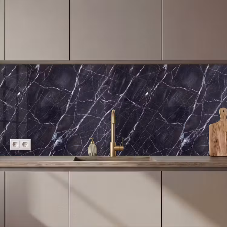Marmer - Patroon - Modern - Zwart - Wit keuken achterwand 2 middel zz_3dshopping