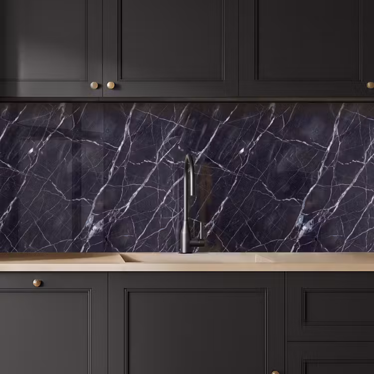 Marmer - Patroon - Modern - Zwart - Wit keuken achterwand 2 middel -sfeer1