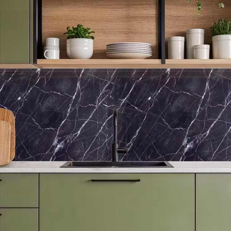 Marmer - Patroon - Modern - Zwart - Wit keuken achterwand 2 middel -sfeer3
