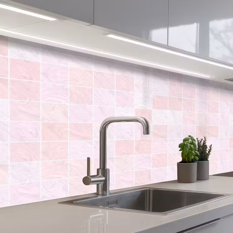 Marmer - Patroon - Mozaïek - Roze keuken achterwand 2 middel 871 -3d_schuin