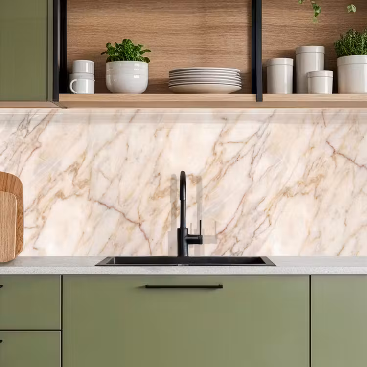 Marmer - Ader - Abstract - Wit - Goud keuken achterwand 2 middel -sfeer3