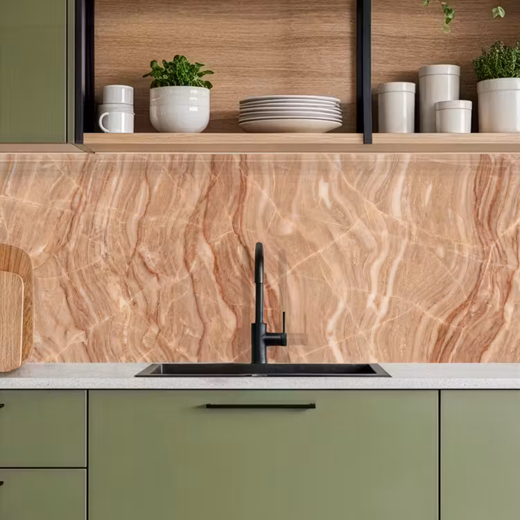 Marmer - Ader - Natuur - Abstract - Beige keuken achterwand 2 middel -sfeer3