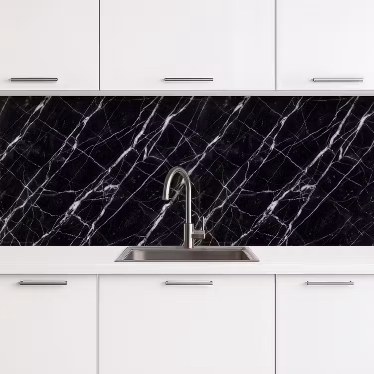 Marmer - Aders - Abstract - Zwart keuken achterwand 2 middel -3d