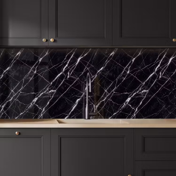 Marmer - Aders - Abstract - Zwart keuken achterwand 2 middel -sfeer1