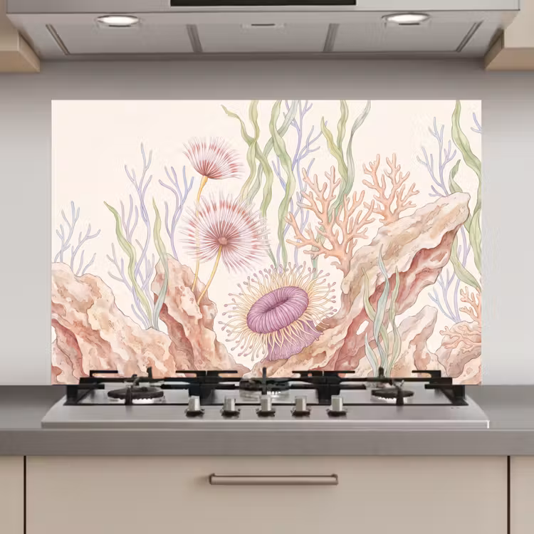 Zeeleven - Koraal - Onderwater - Illustratie - Kleurrijk keuken achterwand spatscherm klein -3d_website