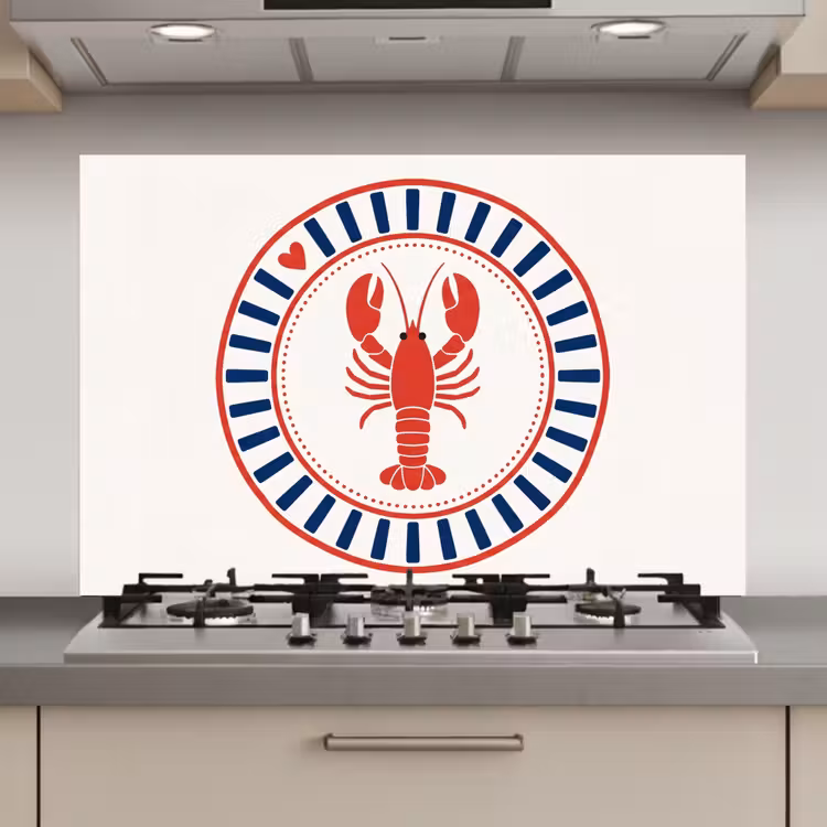 Zeeleven - Kreeft - Embleem - Grafisch - Rood keuken achterwand spatscherm klein -3d_website