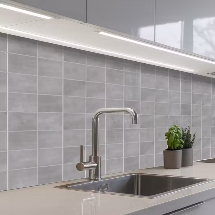 Mat - Wand - Tegels - Grijs keuken achterwand 2 middel 871 -3d_schuin
