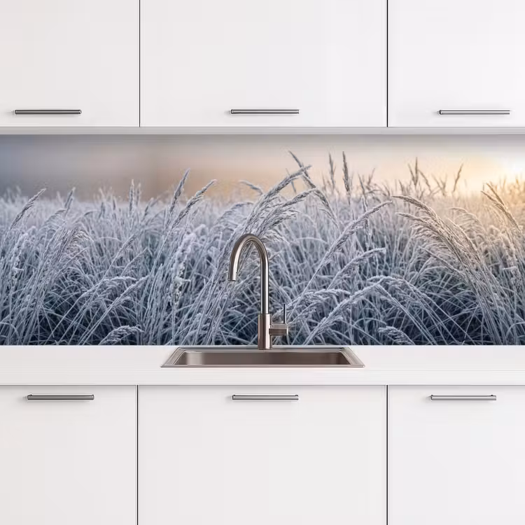 Rijp - Gras - Kristallen - Winter - Minimalistisch keuken achterwand 2 middel -3d