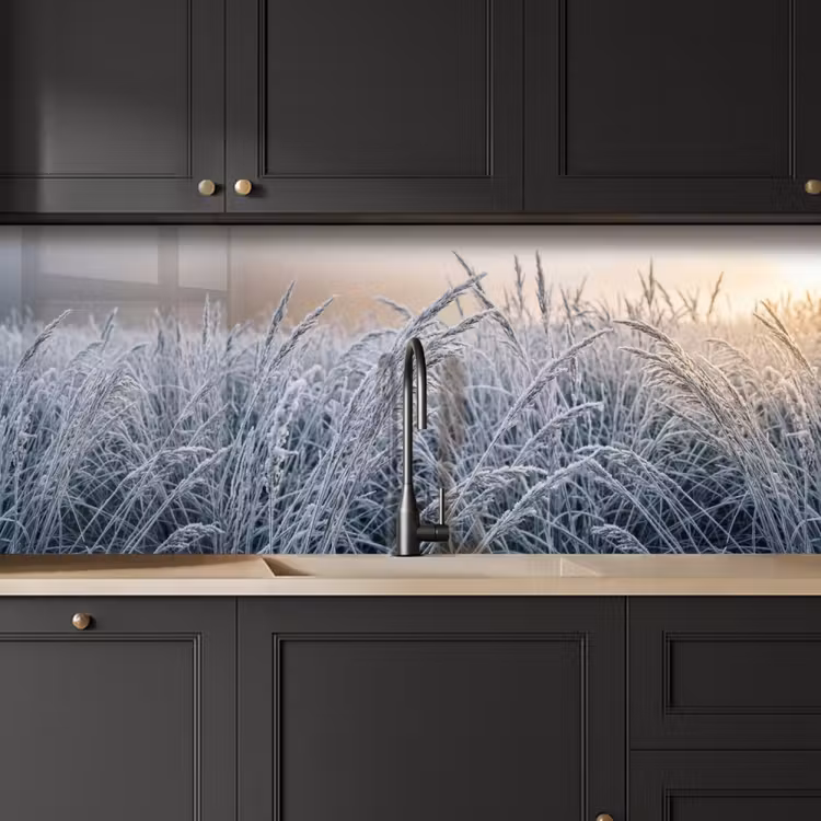 Rijp - Gras - Kristallen - Winter - Minimalistisch keuken achterwand 2 middel -sfeer1