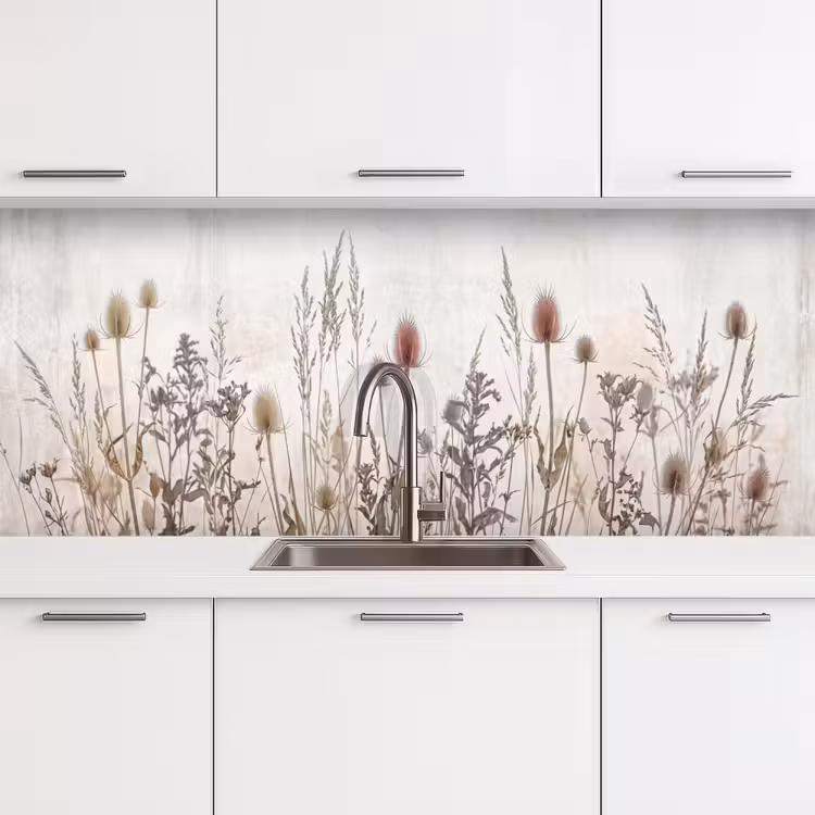 Weidebloemen - Design - Sepia keuken achterwand 2 middel -3d
