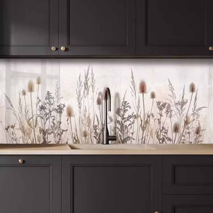 Weidebloemen - Design - Sepia keuken achterwand 2 middel -sfeer1